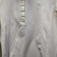 LS Sun Show Shirt, 1/4 Snap Up, mesh sleeves *fair, snags, dingy, v.stained pits, runs, seam puckers
