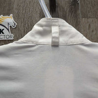 LS Sun Show Shirt, 1/4 Snap Up, mesh sleeves *fair, snags, dingy, v.stained pits, runs, seam puckers
