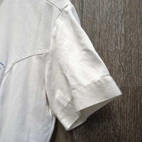 SS Show Shirt, wrap around snap collar *gc, v.crinkled & puckered collar & cuffs, older, seam puckers, faded tag

