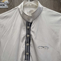 SS Show Shirt, 1/4 Button Up *vgc, clean, puckers, crinkled collar, mnr unstitched seam
