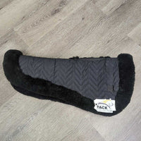 Wither Relief Quilt Sheepskin Half Pad, Rolled Edge *vgc, cut tabs, clean, mnr faded, hair, rubs & pills, older?
