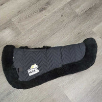Wither Relief Quilt Sheepskin Half Pad, Rolled Edge *vgc, cut tabs, clean, mnr faded, hair, rubs & pills, older?
