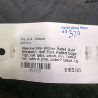 Wither Relief Quilt Sheepskin Half Pad, Rolled Edge *vgc, cut tabs, clean, mnr faded, hair, rubs & pills, older?
