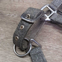 Padded Nylon Halter, adj, snap, glitter *gc, dirt, residue, rubs, shedding, mnr hair, stains
