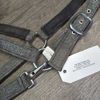 Padded Nylon Halter, adj, snap, glitter *gc, dirt, residue, rubs, shedding, mnr hair, stains
