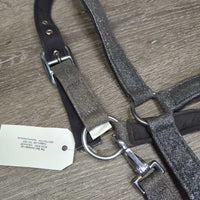 Padded Nylon Halter, adj, snap, glitter *gc, dirt, residue, rubs, shedding, mnr hair, stains
