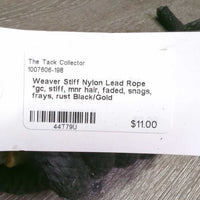 Stiff Nylon Lead Rope *gc, stiff, mnr hair, faded, snags, frays, rust
