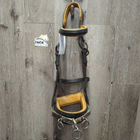 Hvy Wide Leather Nutcracker Lungeing Cavesson *vgc/xc, clean, stains, mnr dirt
