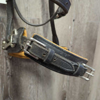 Hvy Wide Leather Nutcracker Lungeing Cavesson *vgc/xc, clean, stains, mnr dirt
