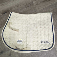 Quilt Jumper Pad, piping, "Equi-Products" *gc/fair, clean, hair, pills, rubs, mnr stains, holey edges, curled edges, residue, folded
