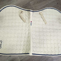 Quilt Jumper Pad, piping, "Equi-Products" *gc/fair, clean, hair, pills, rubs, mnr stains, holey edges, curled edges, residue, folded
