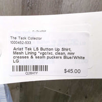 LS Button Up Shirt, Mesh Lining *vgc/xc, clean, mnr creases & seam puckers
