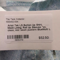 LS Button Up Shirt, Mesh Lining, Roll Up Sleeves *xc, clean, mnr seam puckers
