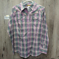 LS Western Shirt, Snaps *vgc/xc, seam puckers
