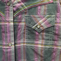 LS Western Shirt, Snaps *vgc/xc, seam puckers
