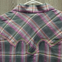 LS Western Shirt, Snaps *vgc/xc, seam puckers
