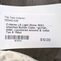LS Light Show Shirt, attached Button Collar *gc/fair, older, v.puckered sesams & collar
