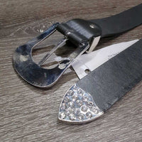 Bling Light Leather Belt & Buckle *xc/vgc, mnr dents & stains
