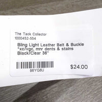 Bling Light Leather Belt & Buckle *xc/vgc, mnr dents & stains
