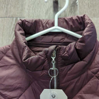 Puffy Vest, zip *gc, collar stains, mnr clumpy fill

