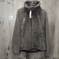Fleece & leather? Trim Jacket, zip *vgc/gc, clumpy
