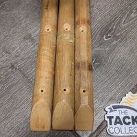 3x Thick Wood Bridle Hooks *gc, stains, dirty, rubs, dried tape
