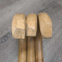 3x Thick Wood Bridle Hooks *gc, stains, dirty, rubs, dried tape
