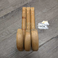 3x Thick Wood Bridle Hooks *gc, stains, dirty, rubs, dried tape
