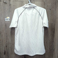 SS Polo Shirt, 1/4 Button Up "RMSJ" *vgc/xc, mnr run & seam puckers
