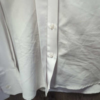LS Show Shirt *gc, seam puckers, rubs, pills, older, No Collar, frayed button hole threads, stains
