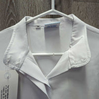 LS Show Shirt *gc, seam puckers, rubs, pills, older, No Collar, frayed button hole threads, stains

