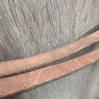 Tooled & Rawhide Trim Headstall, Hvy Split Reins, Bit, Chin *gc/vgc, clean, v.rusty, stains, rubs, scrapes, MISSING 2 Screws
