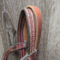 Tooled & Rawhide Trim Headstall, Hvy Split Reins, Bit, Chin *gc/vgc, clean, v.rusty, stains, rubs, scrapes, MISSING 2 Screws
