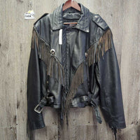 Fringed Leather Jacket, removable thinsulate liner *vgc, mnr rubs, wear & stain?
