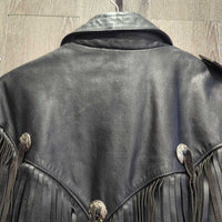 Fringed Leather Jacket, removable thinsulate liner *vgc, mnr rubs, wear & stain?
