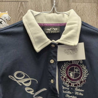 LS Hvy Polo Shirt, 1/3 Button Up *gc, clean, faded, collar rubs, pulled pit seams, older
