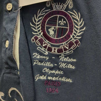 LS Hvy Polo Shirt, 1/3 Button Up *gc, clean, faded, collar rubs, pulled pit seams, older
