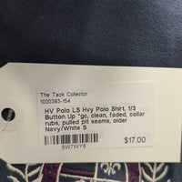LS Hvy Polo Shirt, 1/3 Button Up *gc, clean, faded, collar rubs, pulled pit seams, older
