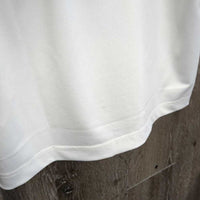 LS Polo Show Shirt, 1/3 Button up, Button Collar *vgc/gc, older, mnr seam threads, crinkled & puckered collar
