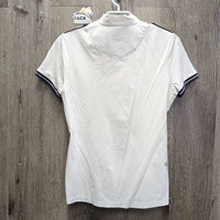 LS Polo Show Shirt, 1/3 Button up, Snap Collar *gc/fair, older, v.rubbed & pilly, dingy,crinkled & puckered collar
