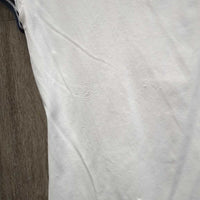 LS Polo Show Shirt, 1/3 Button up, Snap Collar *gc/fair, older, v.rubbed & pilly, dingy,crinkled & puckered collar
