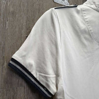 LS Polo Show Shirt, 1/3 Button up, Snap Collar *gc/fair, older, v.rubbed & pilly, dingy,crinkled & puckered collar
