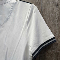 LS Polo Show Shirt, 1/3 Button up, Snap Collar *gc/fair, older, v.rubbed & pilly, dingy,crinkled & puckered collar
