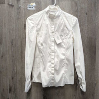 LS Show Shirt, Button Collar *gc, clean, puckered, older, broken button, crinkles, curled edges
