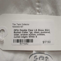 LS Show Shirt, Button Collar *gc, clean, puckered, older, broken button, crinkles, curled edges
