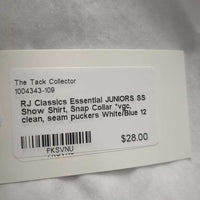 JUNIORS SS Show Shirt, Snap Collar *vgc, clean, seam puckers
