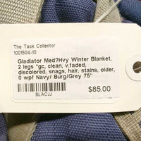 Med?Hvy Winter Blanket, 2 legs *gc, clean, v.faded, discolored, snags, hair, stains, older, 0 wpf
