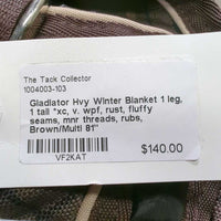 Hvy Winter Blanket 1 leg, 1 tail *xc, v. wpf, rust, fluffy seams, mnr threads, rubs
