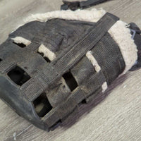 Fleece Lined Grazing Muzzle, neoprene Crown *fair, v.dirty/caked inside, hair, grass, residue, film
