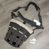 Fleece Lined Grazing Muzzle, neoprene Crown *fair, v.dirty/caked inside, hair, grass, residue, film
